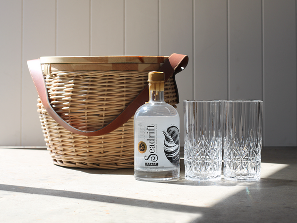 Round basket Coast bottle glasses