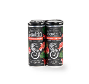 Easy pour Seadrift Pink Gin Cans with Hibiscus